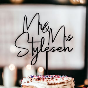 Custom Acrylic Wedding Cake Topper: Personalized Mr & Mrs Anniversary Decor