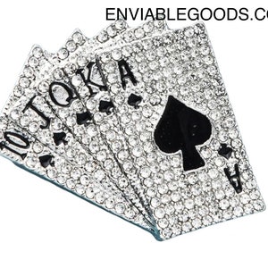 Spilla con carte da solitario di ispirazione vintage - Spilla unica con carte da gioco per uno stile classico