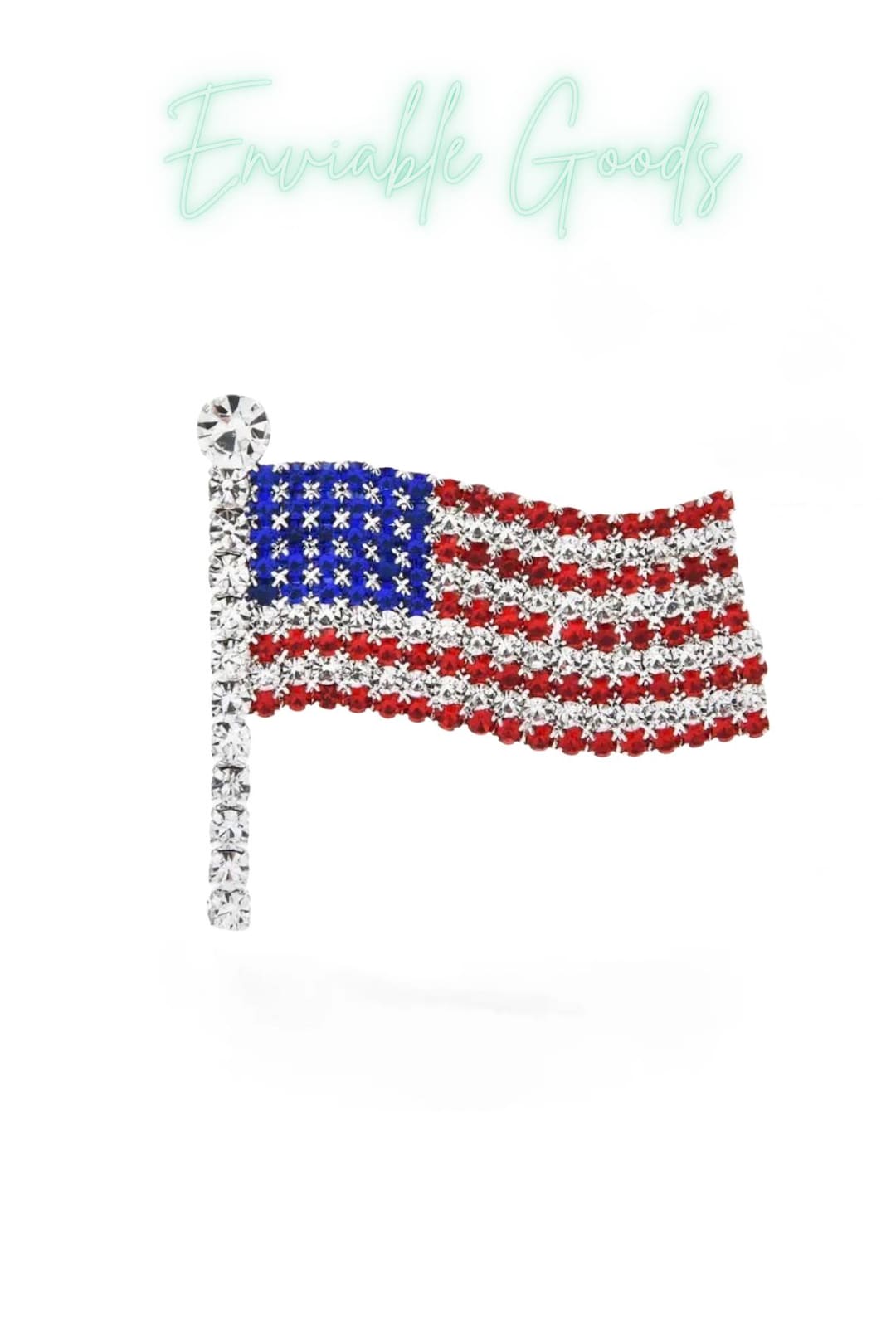 Silver Rhinestone American Flag Brooch – Patriotic Sparkle Pin - Etsy