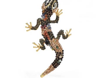 Beaded Lizard Brooch -  Reptile Pin for Unique Artisanal Style