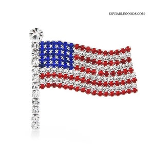 Rhinestone American Flag Brooch - Patriotic Sparkle Pin for Stylish Independence