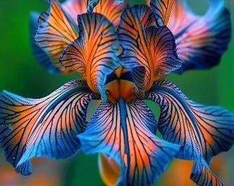 50 Blue Orange Iris Seeds Flower Plant (much less money than bulbs) - FRESH SEEDS - Limited Supply - Order Soon - Thank You