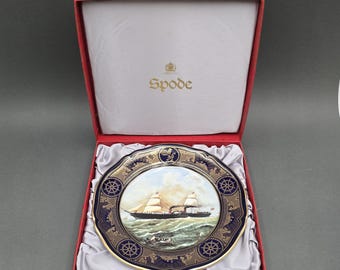 Plato de colección vintage Spode Cunard Persia de 23 cm (9 pulgadas), de porcelana fina, de la época del romance, nuevo sin usar.