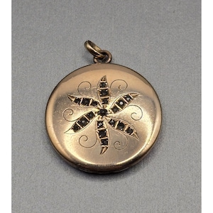 Antike CH Allen & Co Gold Filled Edwardian Locket Paste Pinwheel Starburst READ