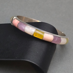 Jay King DTR Sterlingsilverarmband med flerfärgad opalinläggning och gångjärn 18 cm
