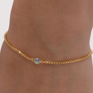 Customizable Genuine Birthstone Citrine, Garnet, Amethyst or Aquamarine + 14k gold - Birthstone Gift, Genuine Natural Birthstone Bracelet
