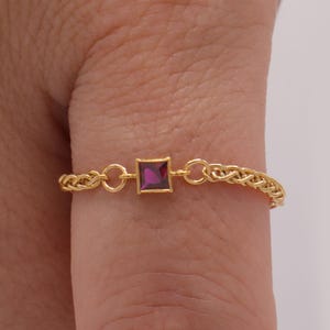 Ruby Red Cubic Zirconia Ring: 14k Gold Chain, Tarnish Resistant