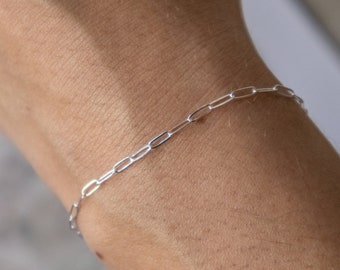 Dainty Sterling Silver Paperclip Bracelet: Minimalist Chain
