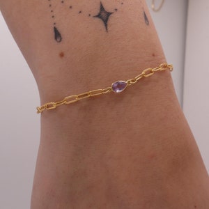 Amethyst Gold Birthstone Bracelets – Perfect February Birthday Gift, Choose Your Style & Chain! Gift for Her, Perfect valentines day gift.