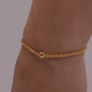 November Birthstone Bracelet: 14k Gold Citrine Jewelry for Happiness & Wealth | Perfect for Birthdays, Anniversaries and Everyday Wear