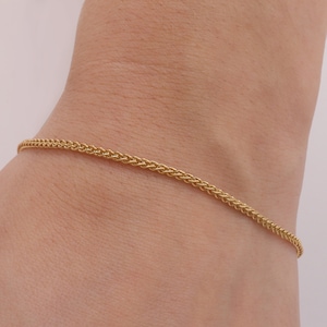 14k Gold Wheat Chain Bracelet - Tarnish Resistant, Waterproof jewelry