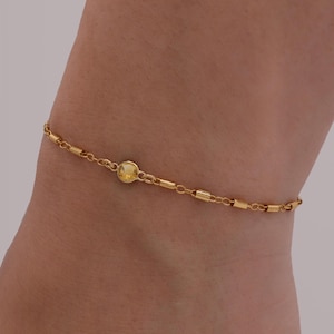 14k Citrine Birthstone Bracelet: Genuine November Birthstone Jewelry for Him & Her - Natural Citrine Gift for Abundance, Joy and Prosperity