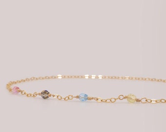 Pulsera de cristal Swarovski: cadena minimalista delicada de oro de 14 quilates