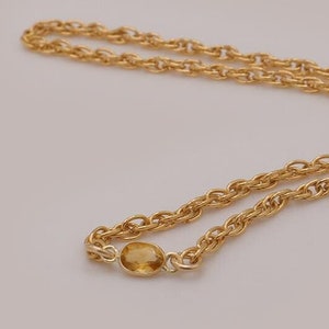 Oval Citrine Birthstone Bracelet with 14k Gold Wheat Chain - Genuine Citrine Birthstone Bracelet gift - November Birthstone Gift