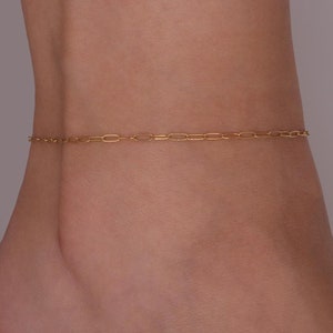 Minimalist Paperclip Chain Anklet • Dainty Ankle Bracelet • Simple Gold Jewelry • Daily Wear, Waterproof and Tarnish Resistant Jewelry