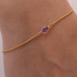 Genuine Amethyst Bracelet – February Genuine Birthstone Jewelry, 14K Gold Bracelet, Birthday Gift for Her, Personalized February Gift.