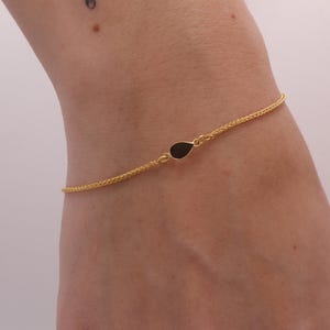 Black Spinel Bracelet + 14k Gold Chain - Genuine Black Spinel August Birthstone - Gift For Best Friend, Gift for Lover, Gift for him or her