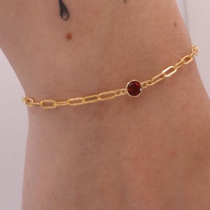 Garnet stone + 14k gold - January Birthstone Gift, Genuine Garnet Natural birthstone Bracelet gift for him and her