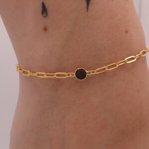 Black Spinel Bracelet + 14k Gold Chain - Genuine Black Spinel August Birthstone - Gift For Best Friend, Gift for Lover, Gift for him or her