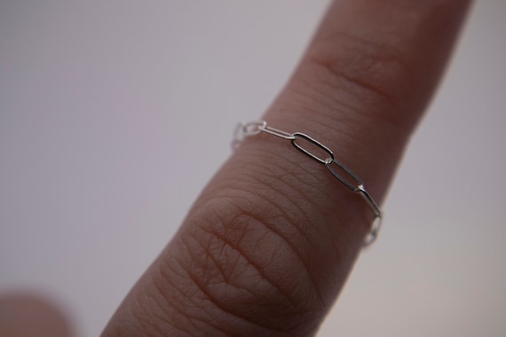 Bague fine en argent sterling 925 avec trombone bijoux