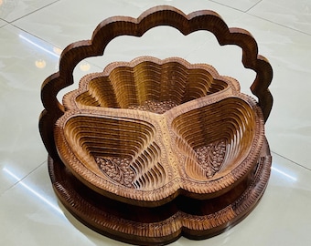 Handmade wooden Seashell Basket. Bread Basket/Fruit Basket, gift for her