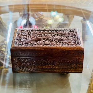 Handmade Large Jewelry Box. Secret Lock | Flower Jewelry Travel Case |Gift for her | Travel Jewelry box | Wedding Gifts | Wooden secret box