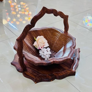 3 Designs | Handmade wooden Flower Basket. Bread Basket/Fruit Basket, gift for her