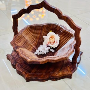 Handmade wooden Flower Basket. Bread Basket/Fruit Basket, gift for her