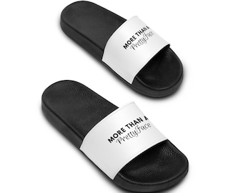 More Than A Pretty Face Slide Sandals | White Strap, Black Sole