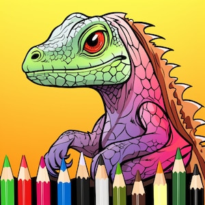 REPTILE COLORING PAGES High Quality Coloring Pages For Adults or Kids 12 Page Coloring Book Reptiles In Nature Coloring