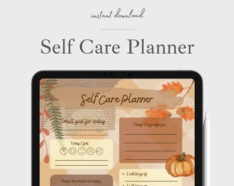 Downloadable and printable self-care planner, autumn themed planner, Notability, iPad planner, undated, digital journal, instant PDFdownload