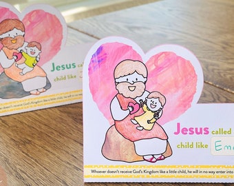 Jezus en de kinderen knutselen, zondagsschool afdrukbaar, christelijke kinderactiviteit, bijbelles ambacht, christelijk thuisonderwijs, Jezus houdt van mij