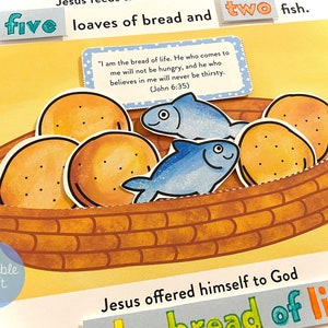 Jesus Feeds 5000 Craft, Five Loaves and Two Fish, Sunday School Printable, Christian Kids Activity, Bible Lesson Craft, Christian Homeschool