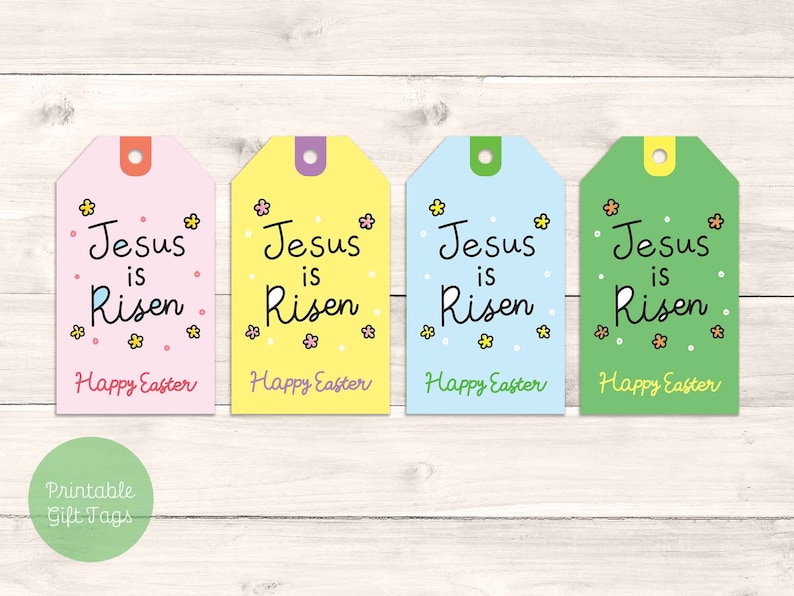 Jesus is Risen Easter Gift Tag, He is Risen Easter Tag Printable ...