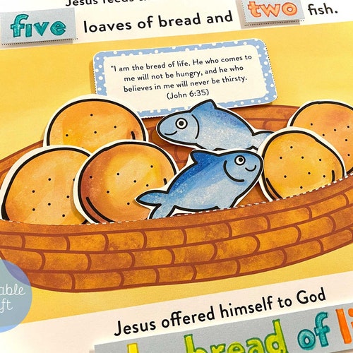 Jesus Feeds 5000 Craft Five Loaves and Two Fish Sunday Etsy