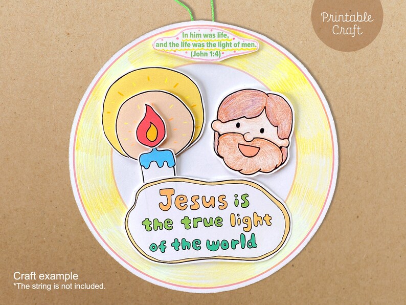 Light of the World Craft, Sunday School Printable, Christian Kids