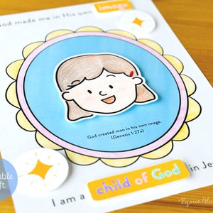 Dio mi ha creato, lavoretto del figlio di Dio, stampabile per la scuola domenicale, attività per bambini cristiani, lavoretto per lezioni bibliche, homeschooling cristiano, digitale
