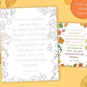 Love God Bible Verse Coloring Craft | Sunday School Lesson | Matt 6:24 | Printable Kids Activities | Homeschool | Digital Download