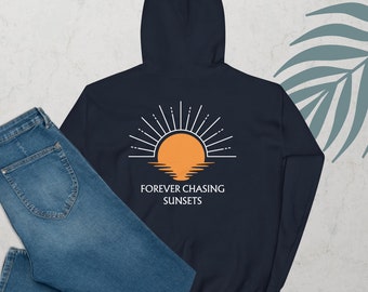 Forever Chasing Sunsets Beach Sudadera con capucha / Sudadera navideña Sudadera con capucha de moda Sudadera con capucha estética Sudadera con capucha de moda con palabras en la espalda