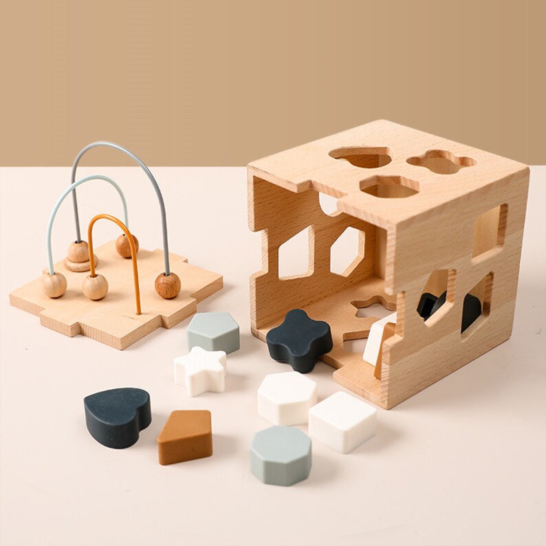 Baby's 1st Wooden Block Shape Sorter Toy Etsy