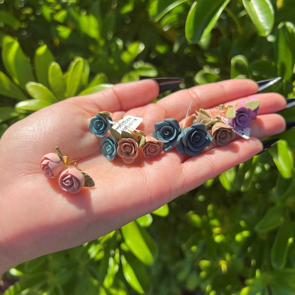 Earrings, Handmade Earring, Cold Porcelain clay Flower Earrings, Cold Porcelain Clay Earrings