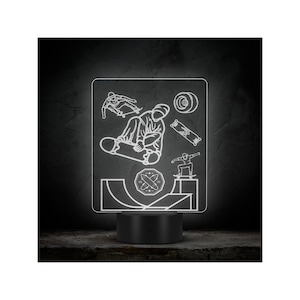 Skateboarding LED Night Light: Acrylic Skateboard Decor