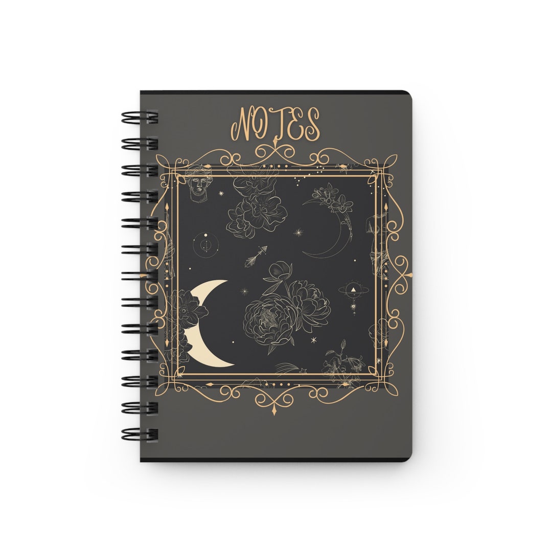 Moon and Flowers | Spiral Notebook - Ruled Line, Durable Cover, Custom ...