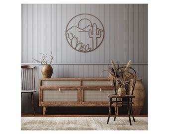 Southwest Cactus Metal Wall Decor - Desert Landscape Artwork