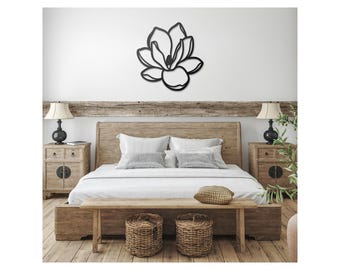 Elegant Steel Magnolia Wall Decor, Home Hanging Art