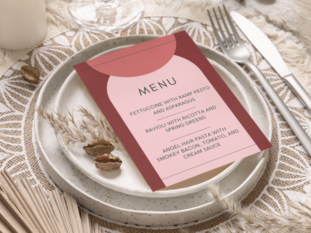 Pink Menu Template Modern Menu Template Bachelorette Menu Wedding Pink Menu Template Modern Menu Template Bachelorette Menu Wedding