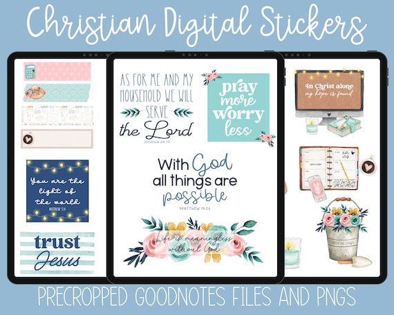 Watercolor Christian Digital Stickers: GoodNotes Faith Planner (PDF)