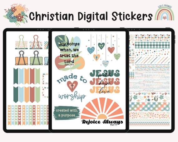 Christian Digital Planner Stickers: Faith Journaling (GoodNotes, PNG) (PDF)