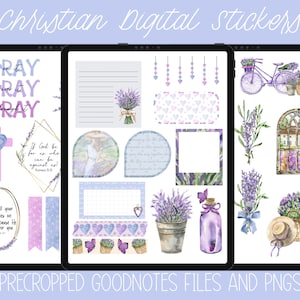 Lavender Christian Digital Stickers, Faith Stickers, Christian digital planner, Goodnotes stickers faith, bible GoodNotes stickers