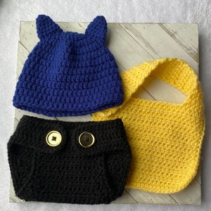 Crochet Baby TRUNKS Inspired Beanie Diaper Cover Photo Set Costume (Multiple Sizes Available)
